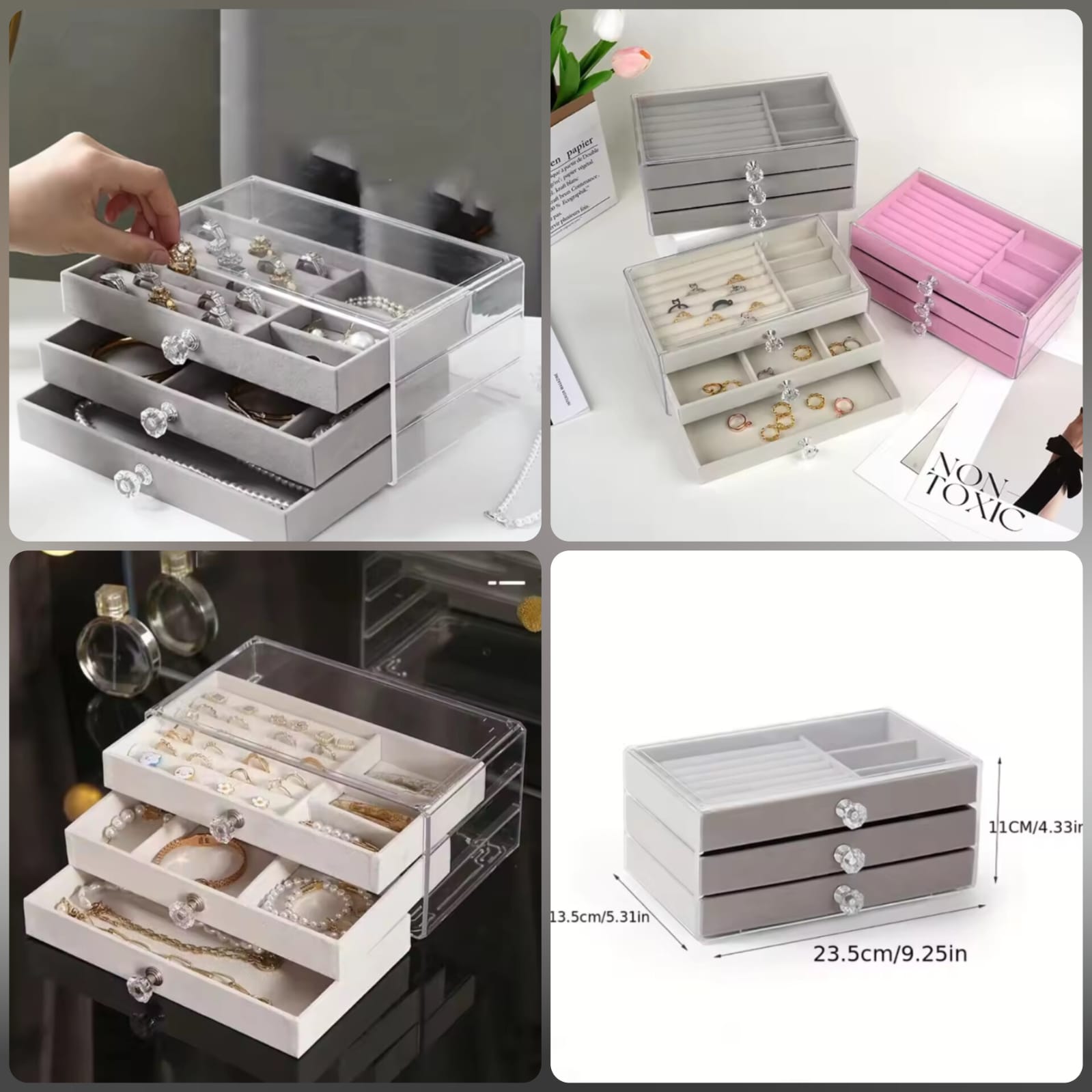 Arcylic Valvet Jewelry Box