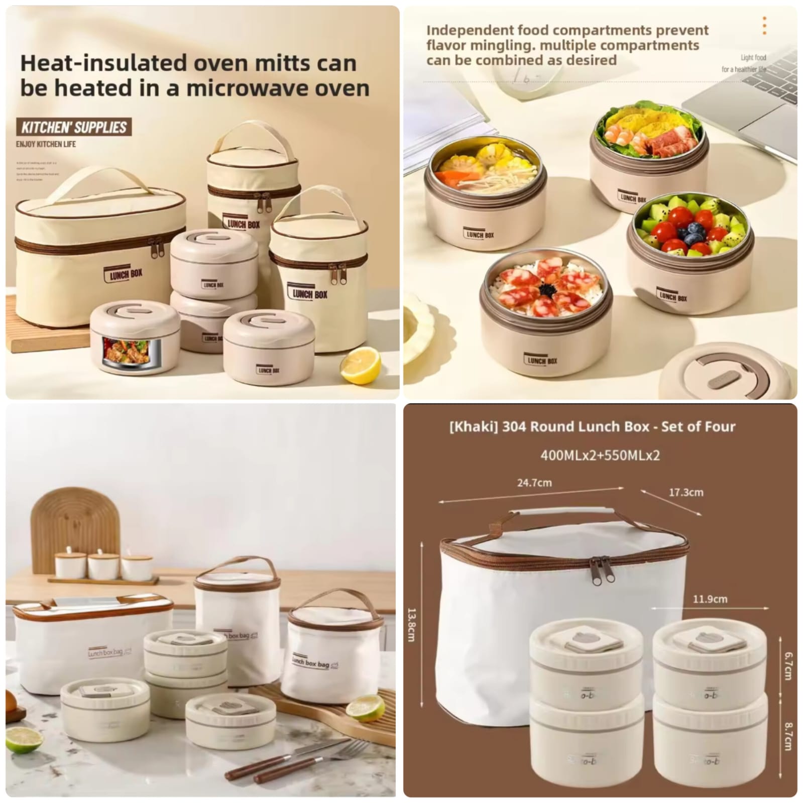 4pcs Insulated Lunch Box With Thermal Bag Main image