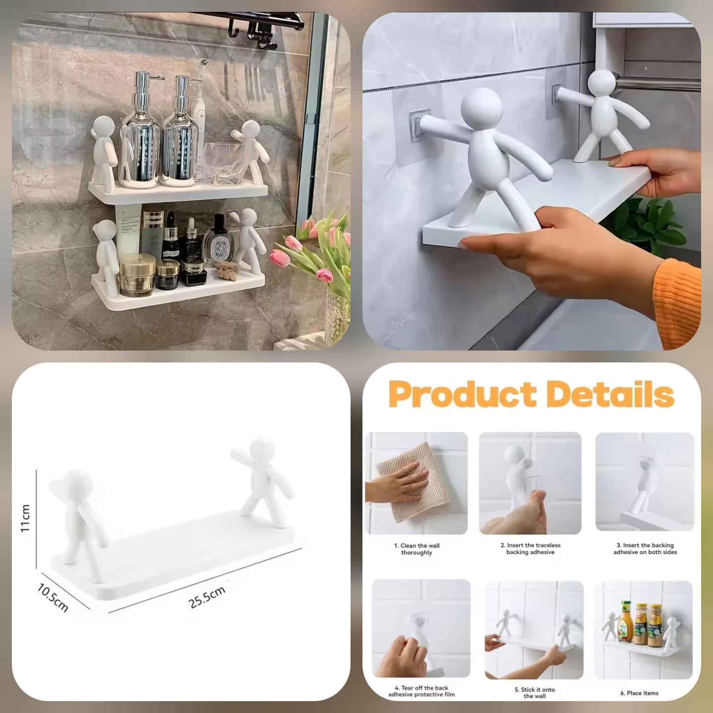Self-adhesive Wall-mounted Character Shelf
