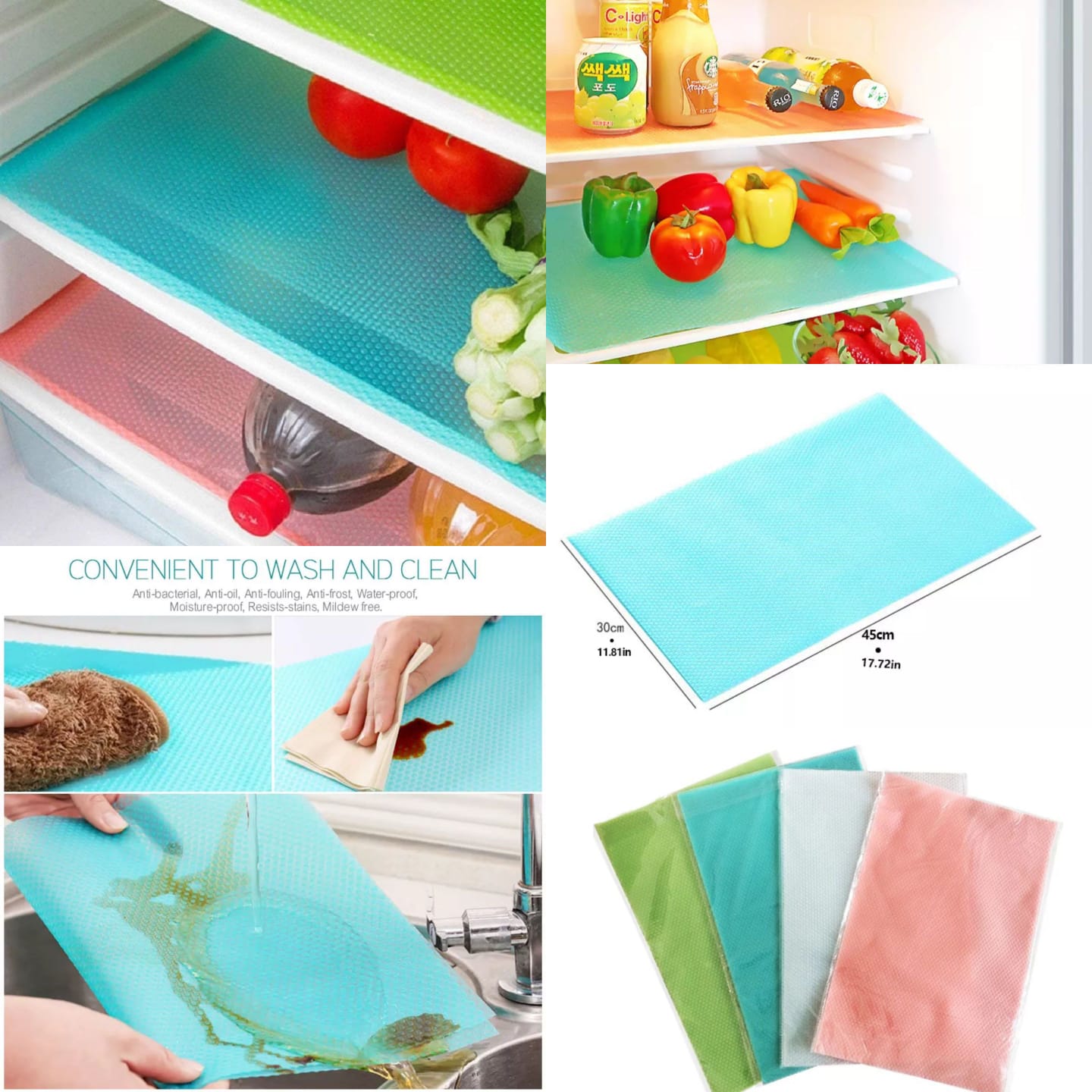 Antislip Fridge Matt (Pack of 4pcs) (Random Colours)