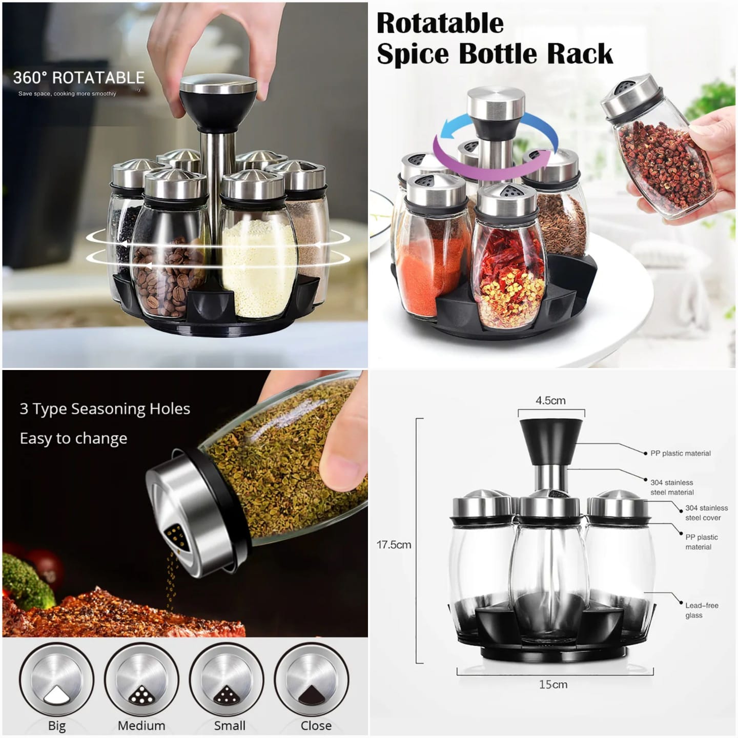 Rotating 6 Bottle Spice Rack