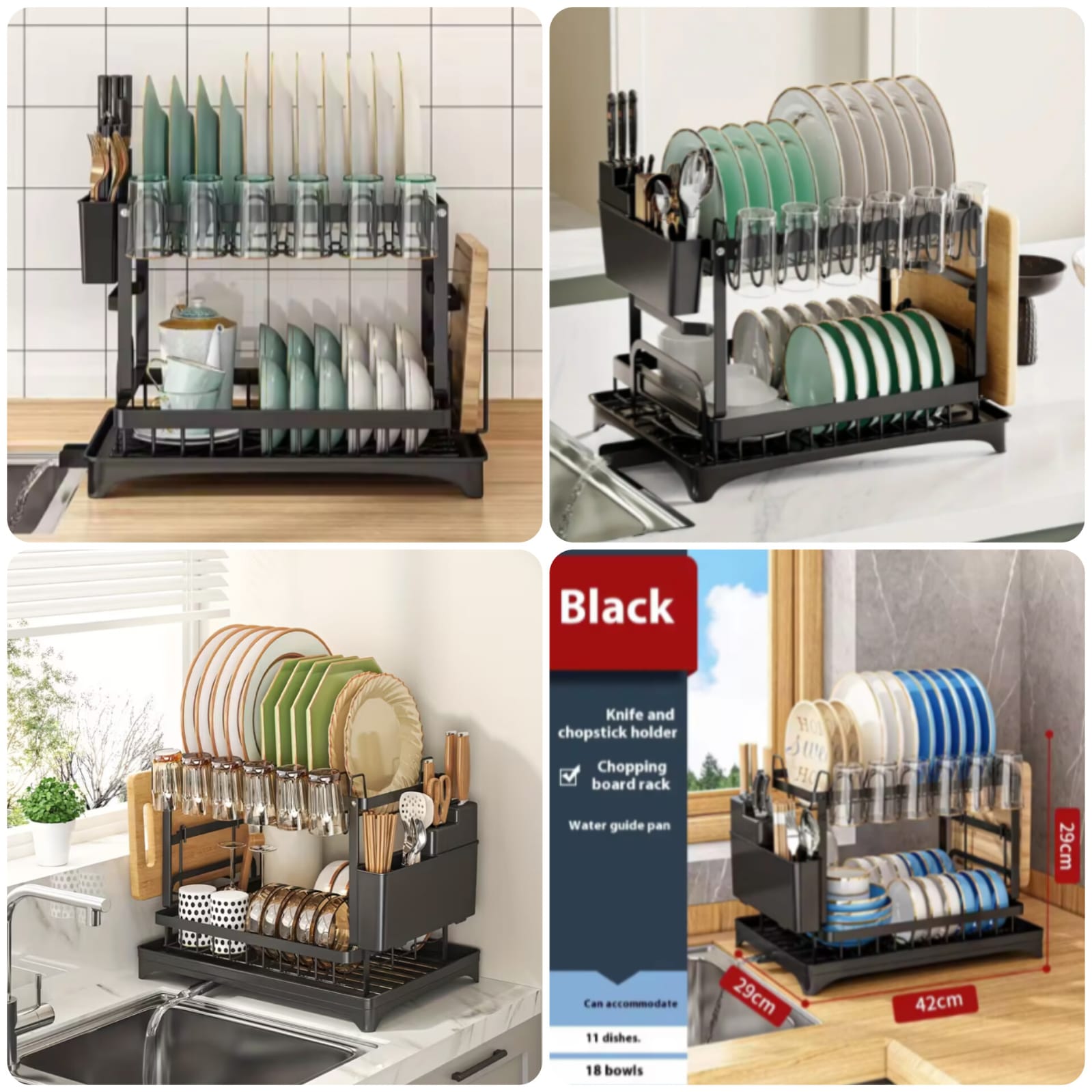 2-Tier Stainless Steel Dish Rack (Premium Quality)