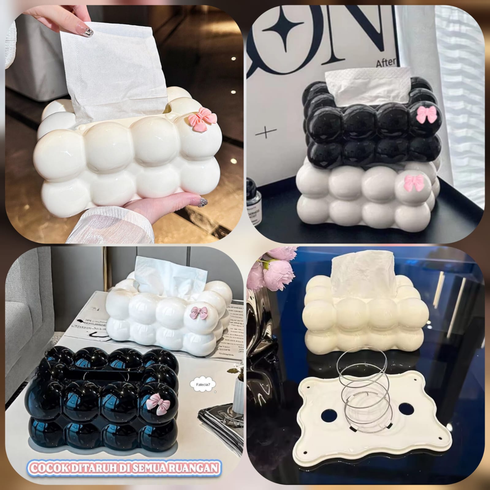 Bubble Bow Tissue Box (Only White) Main image