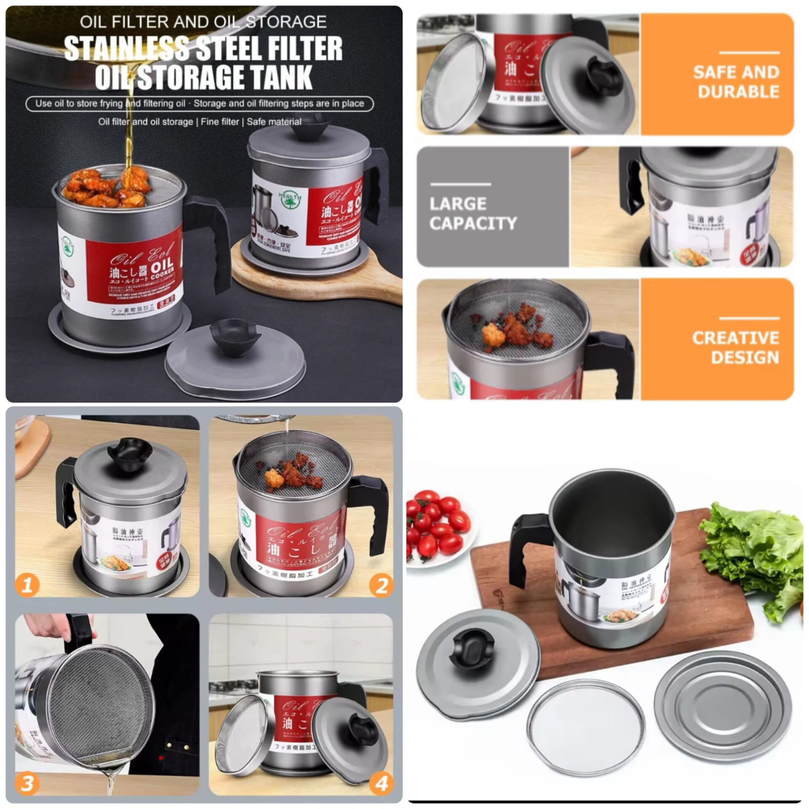 1.4L Stainless Steel Oil Pot (Big Size)