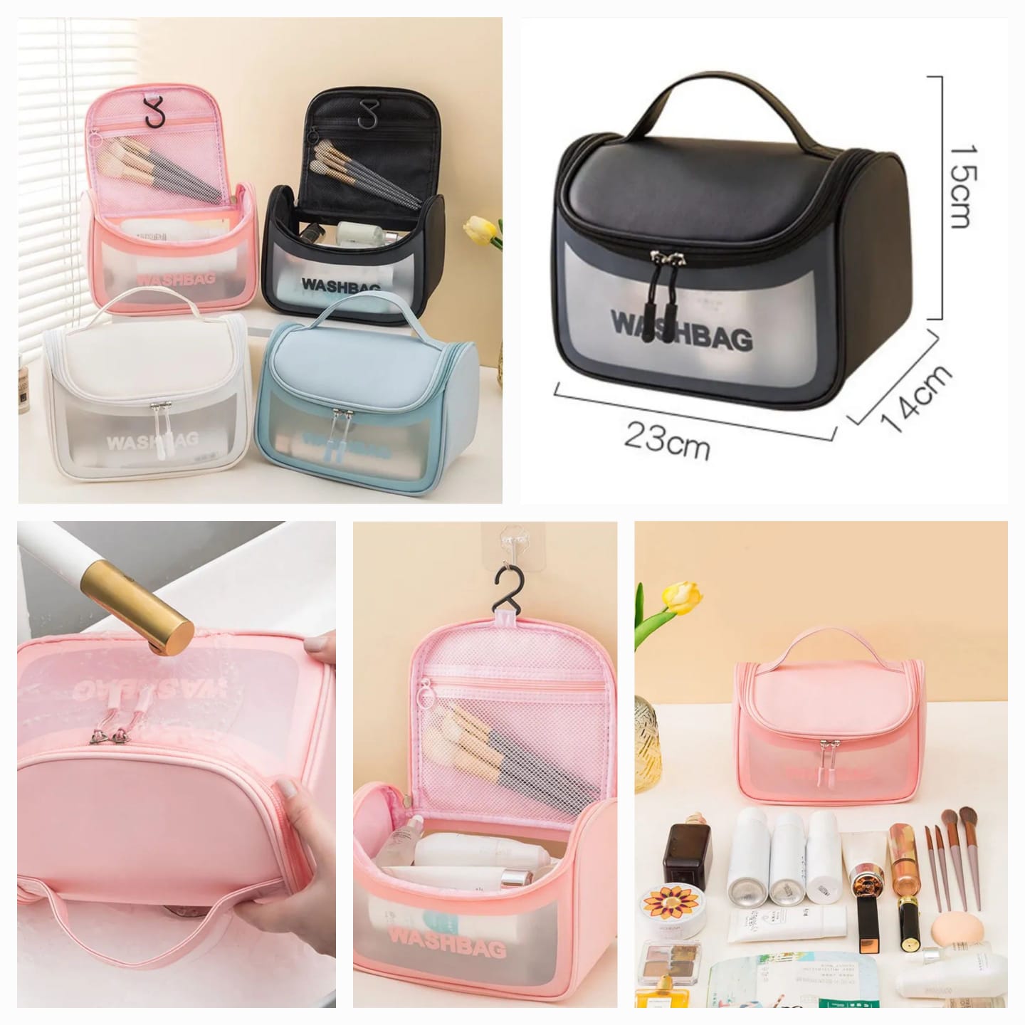 Water-proof Travel Cosmetic Washbag Organizer (Random Colours) Main image