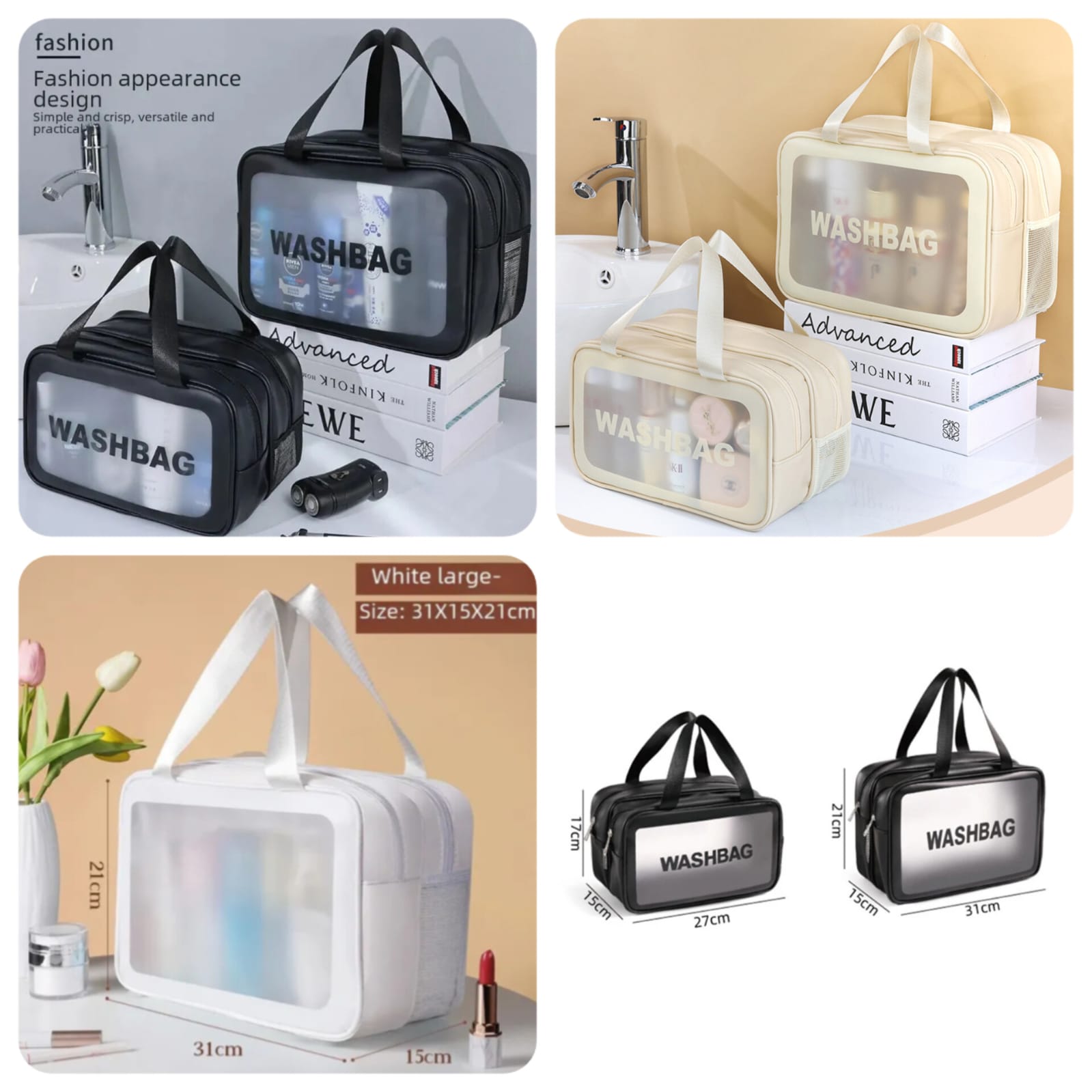 Double LayerWater-proof Travel Cosmetic Washbag Organizer (M) (Random Colours)