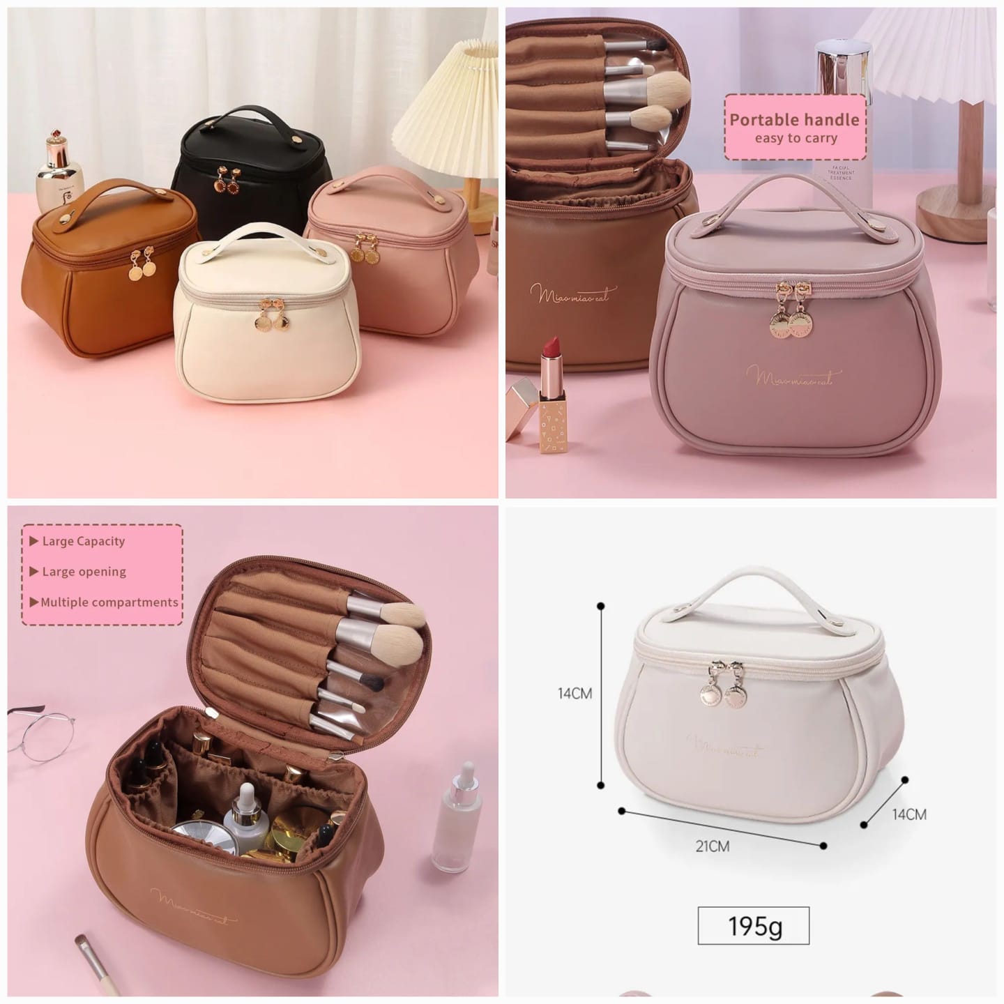 PU Leather Cosmetic Pouch (White Black)