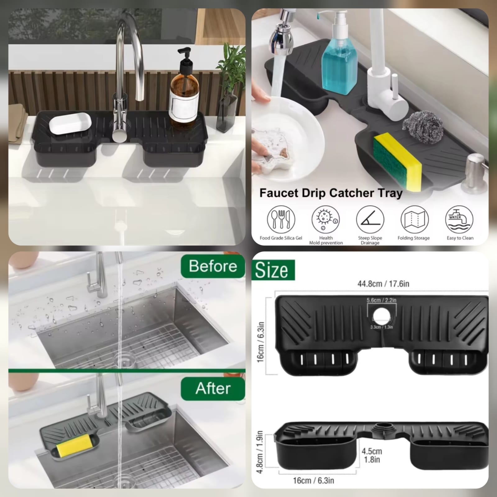 Silicone Sink Matt With Sponge Holder (Premium Quality)