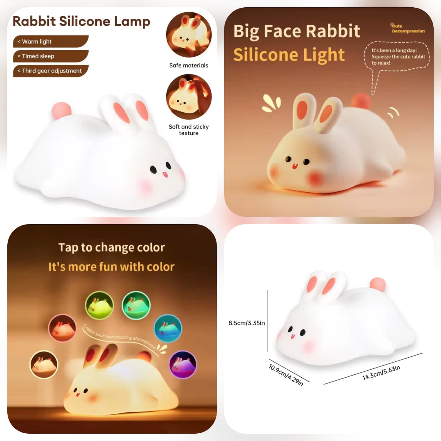 Silicone Rabbit Lamp (Rechargeable)