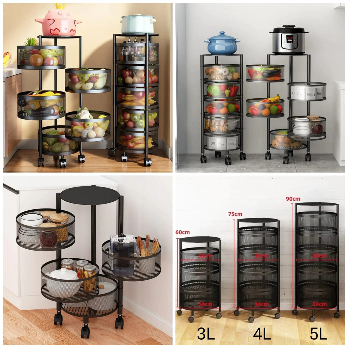 Rotating Round Kitchen Storage Trolly Main image