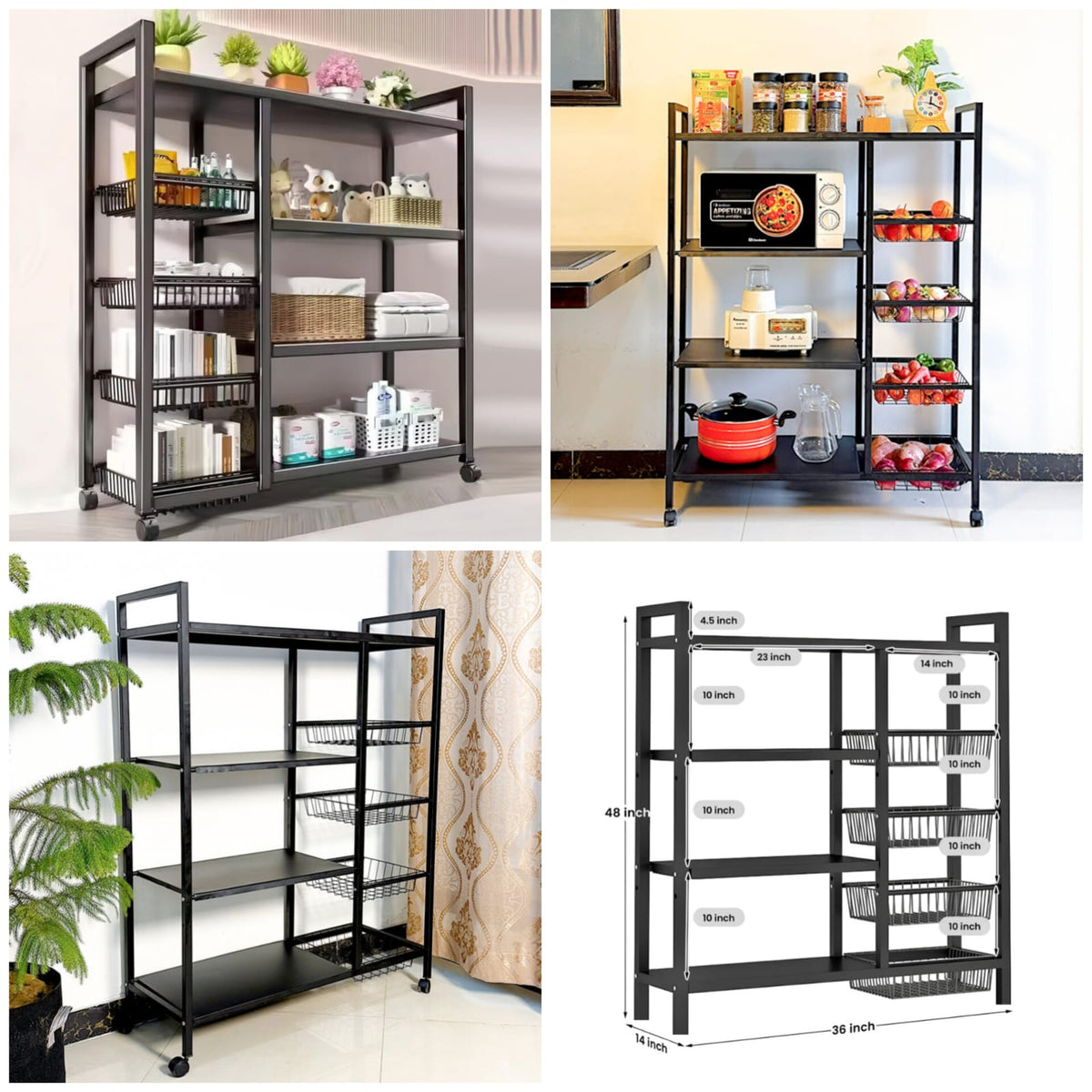 Multifunctional Storage Rack With Wheels (Premium Quality) Main image