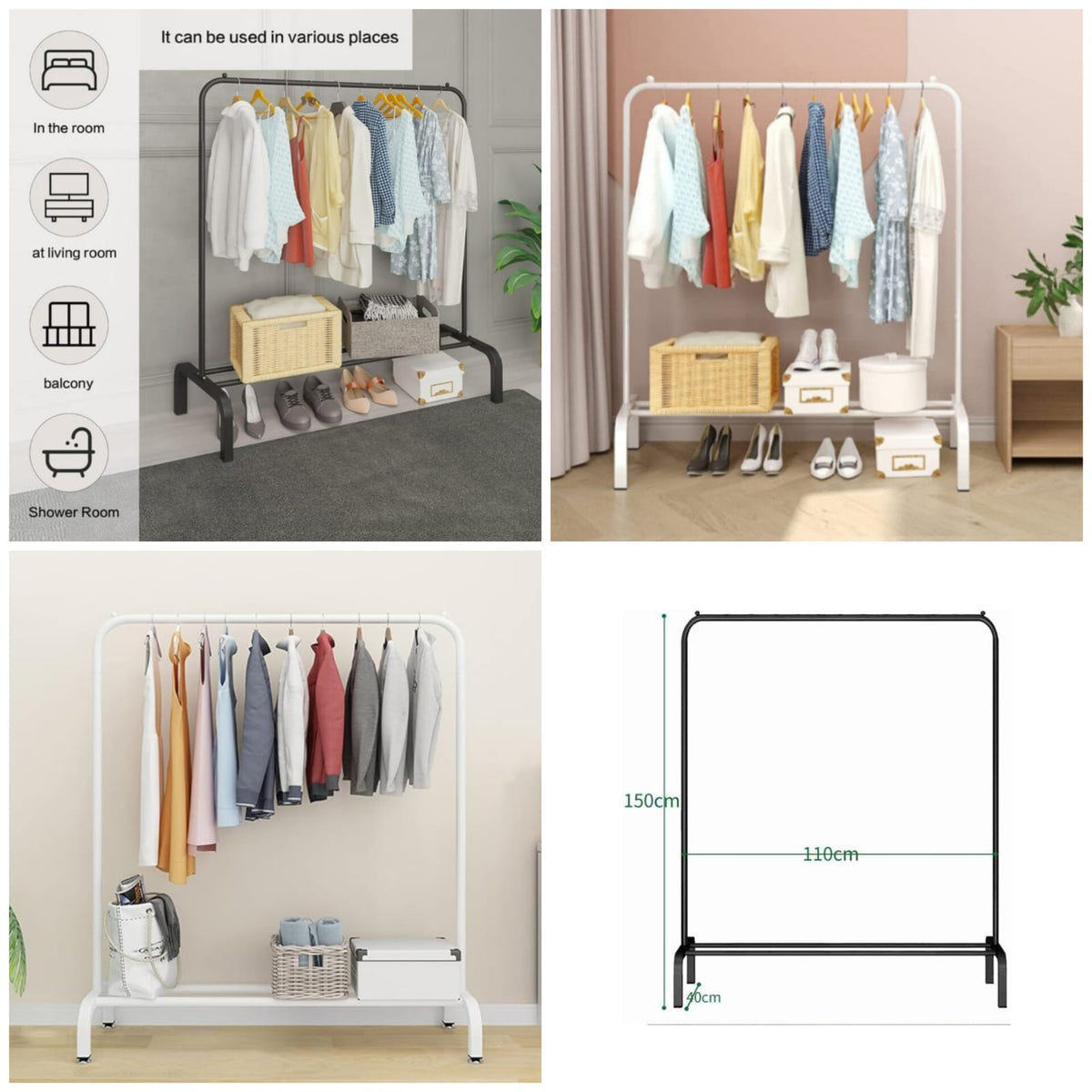 Single Pole MEtal Cloth Stand (Premium Quality/Size:150x110x40CM) Main image