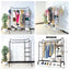 Space Saving Metal Clothes Stand (D) With Side Storge Shelves & Hooks