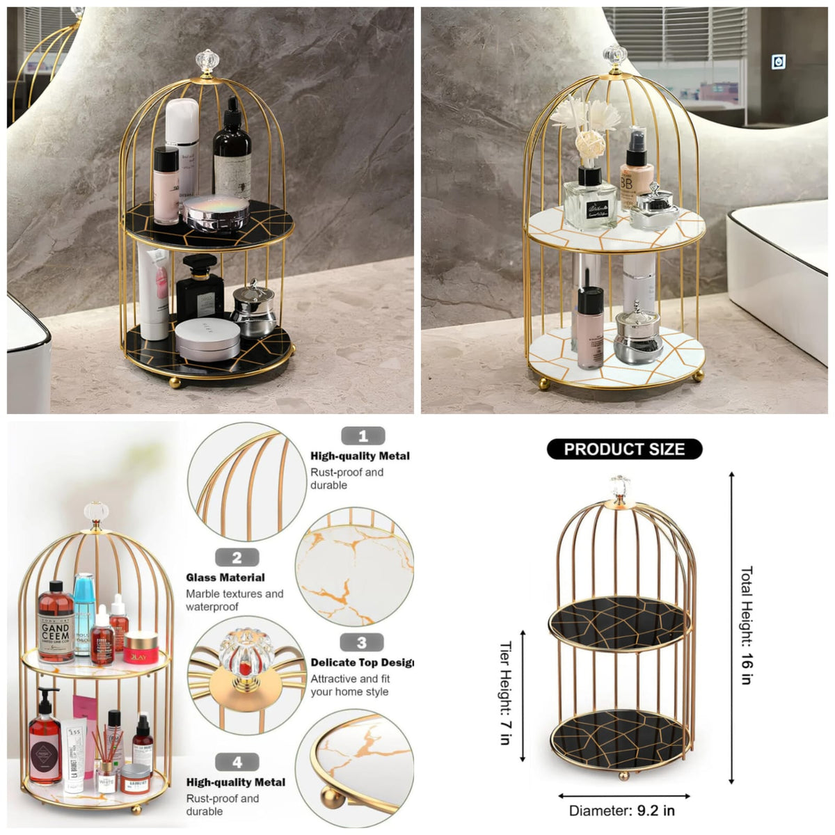 2-Tier Golden Vanity cage Main image