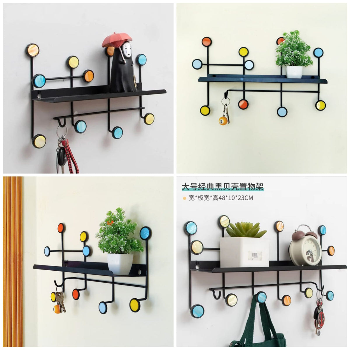 Nordic Style Wall Shelf With Hook (Rectangle) Main image