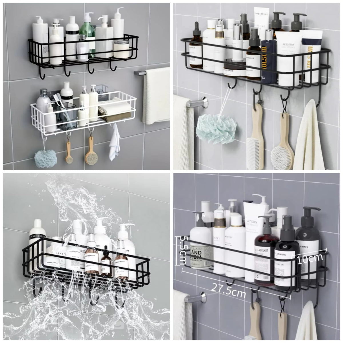 Self-Adhesive Wall Iron Shelf with Hook Main image