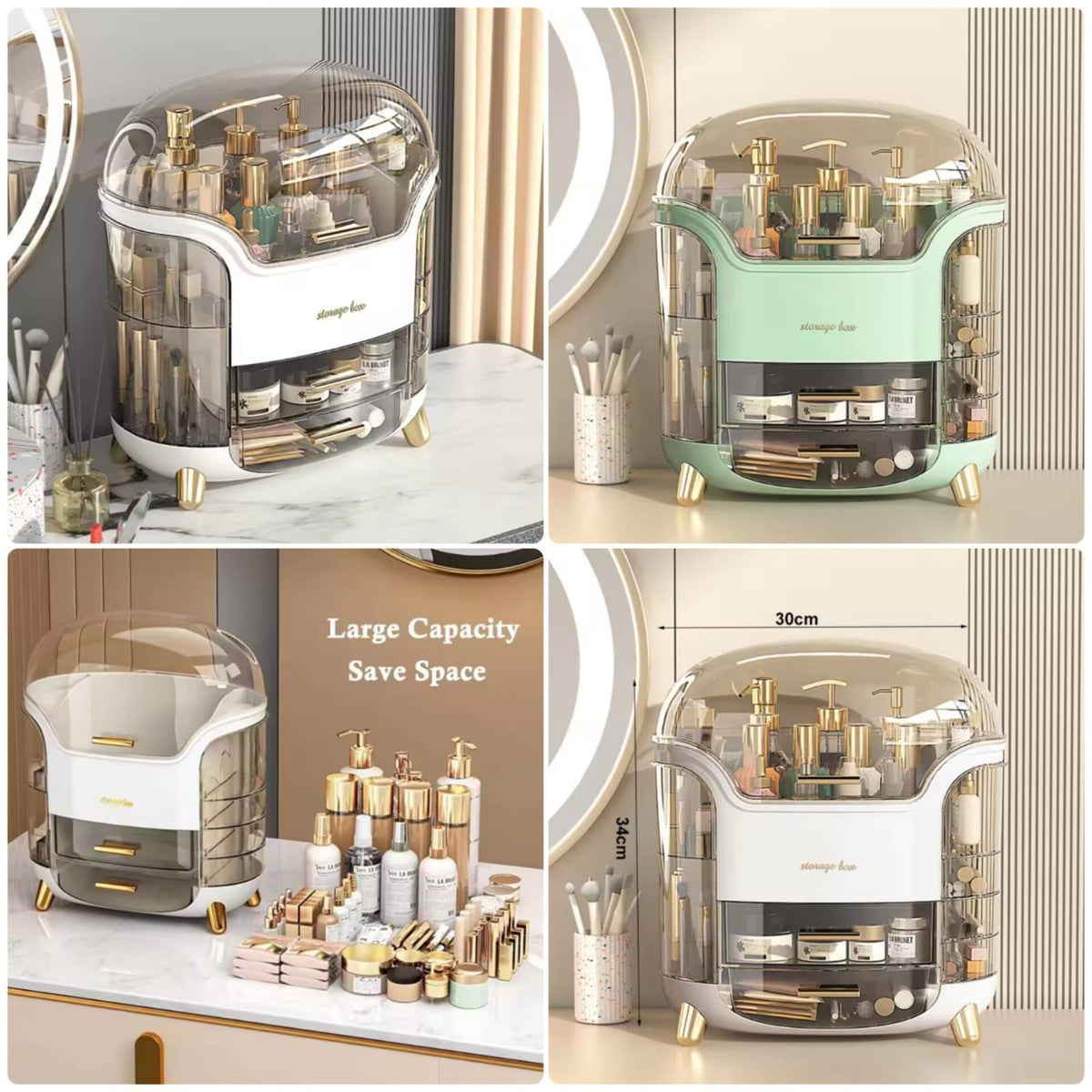 Luxury Cosmetic Organizer (Green & White) Main image