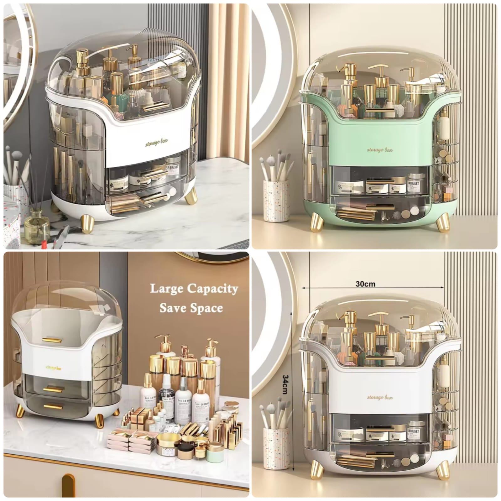 Luxury Cosmetic Organizer (Green & White)